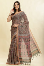 Green Cotton Silk Floral Boota Printed Saree