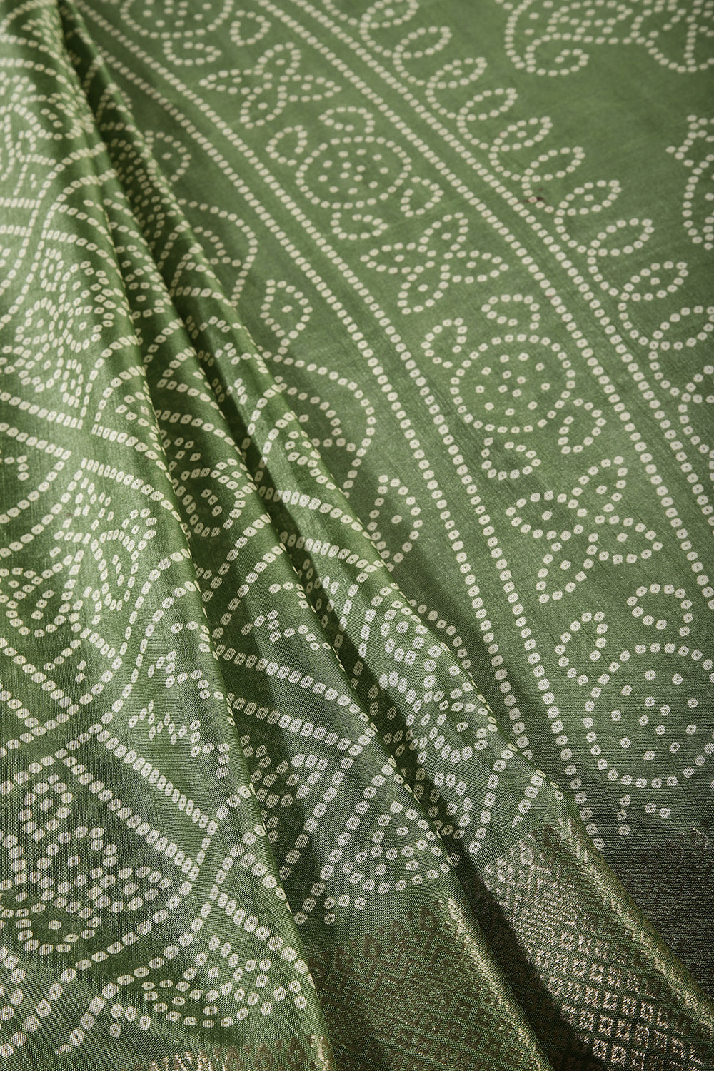 Green Color Block Printed Cotton Silk Saree