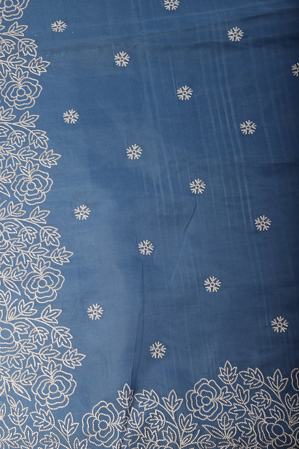 Blue Tissue Resham Embroidered Saree