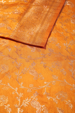 Mustard Colour Zari Woven South Silk Saree