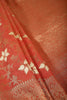 Red Color Chanderi Cotton Floral Zari Woven Saree