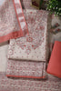 Beige & Peach Floral Printed Unstitched Suit Fabric
