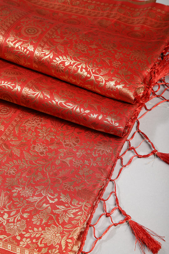 Red Colour South Silk Heavy Woven Saree