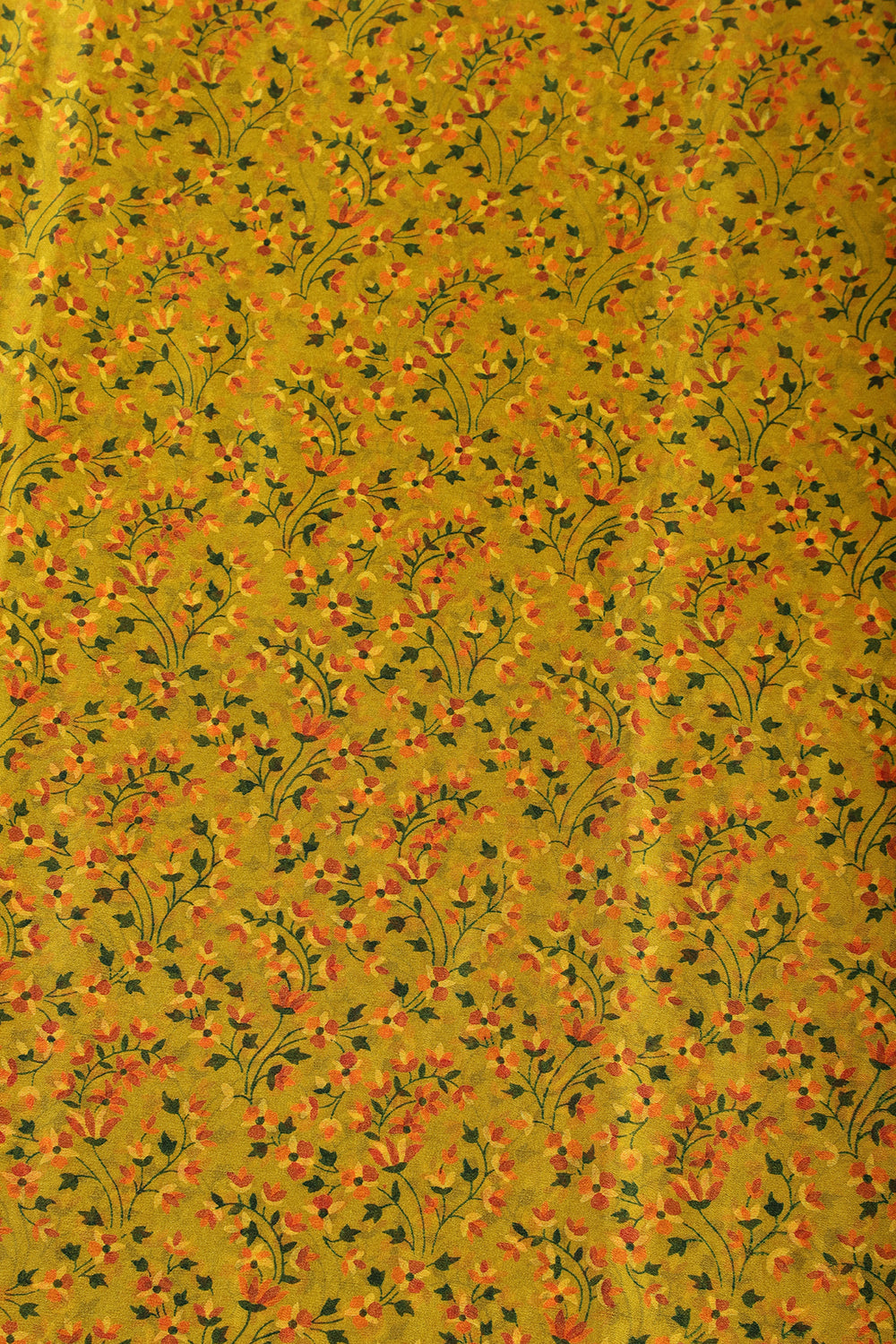 Mehandi Color Chiffon Floral Zari Border Printed Saree