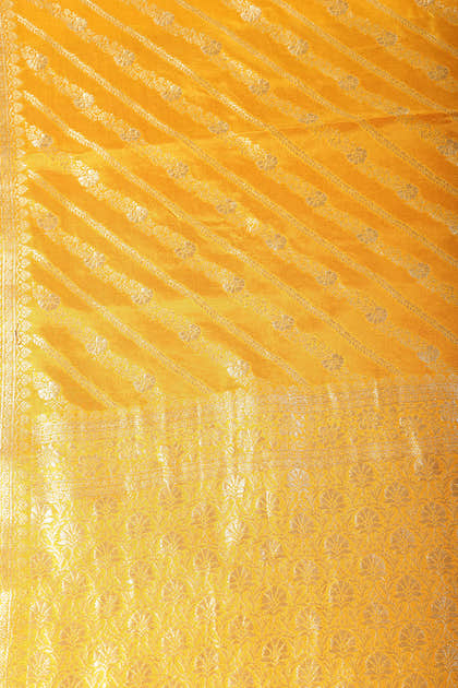 Mustard Color Banarasi Woven Tussar Silk Saree