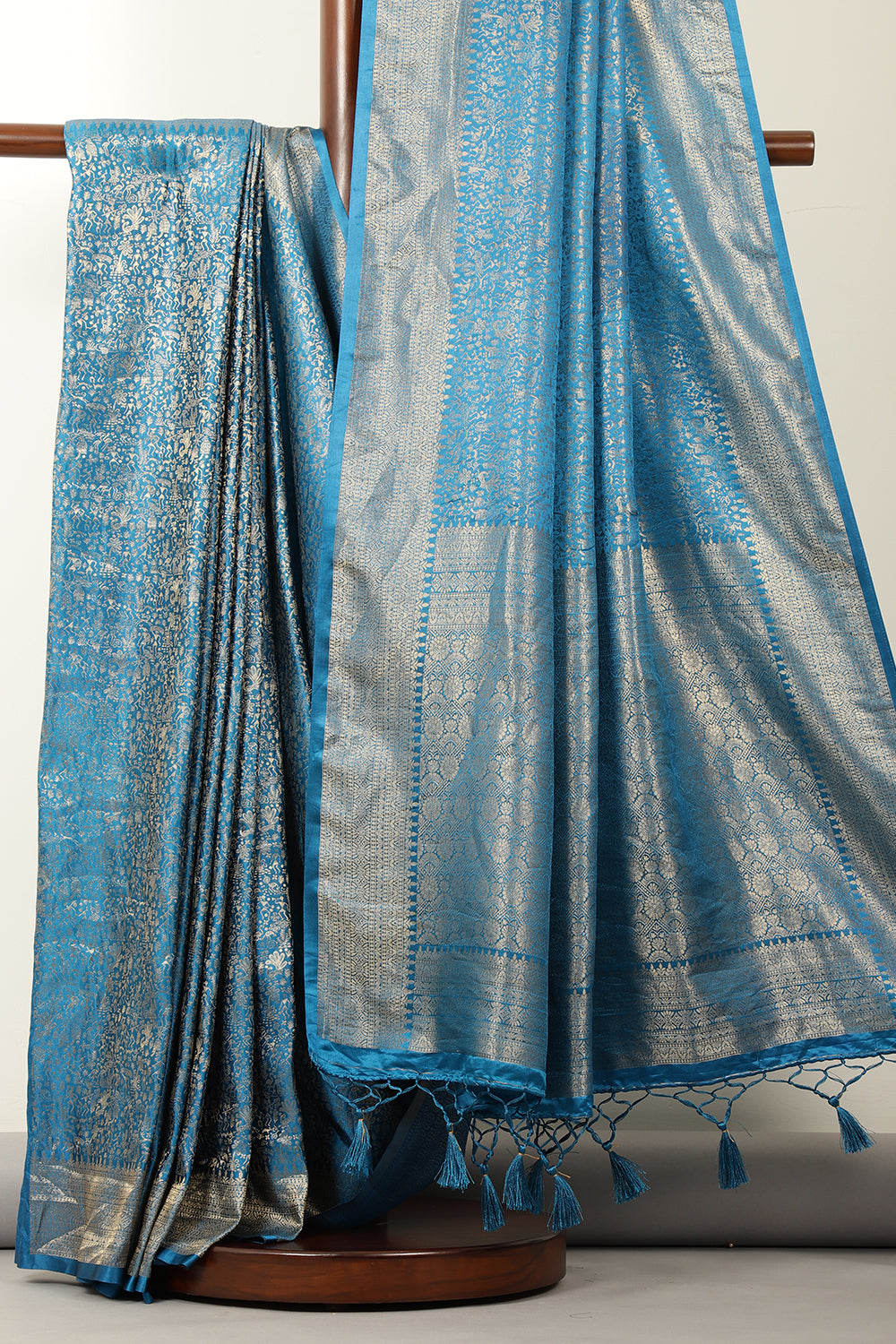 Blue Zari Woven Soft Silk Saree