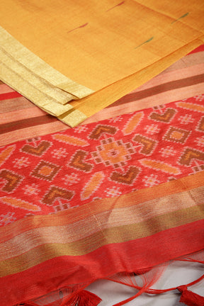 Mustard Color Chanderi Cotton Woven Saree