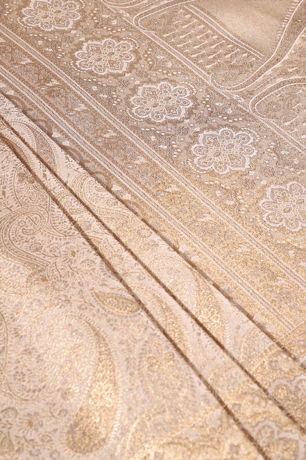 Cream Colour Silk Zari Woven Saree