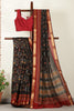 Black Kalamkari Printed Cotton Saree