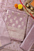 Mauve Silk Zari Woven Unstitched Suit Material