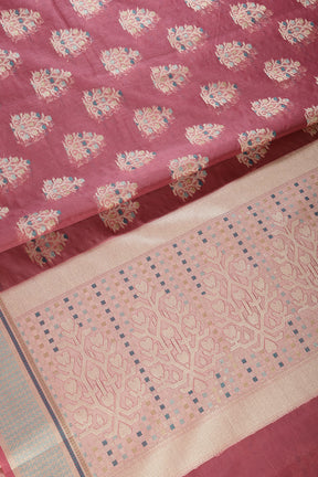 Mauve Pink Color Supernet Cotton Woven Saree