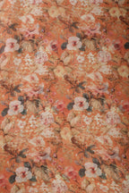 Orange Color Floral Printed Chiffon Saree