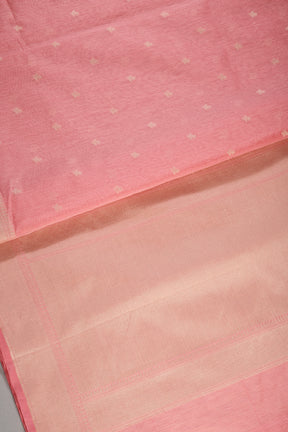 Baby Pink Color Cotton Woven Saree