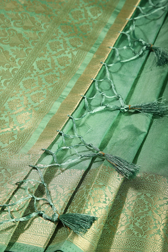 Dusty Green Colour Silk Woven Saree