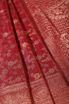 Maroon Floral Zaal Woven Silk Banarasi Saree
