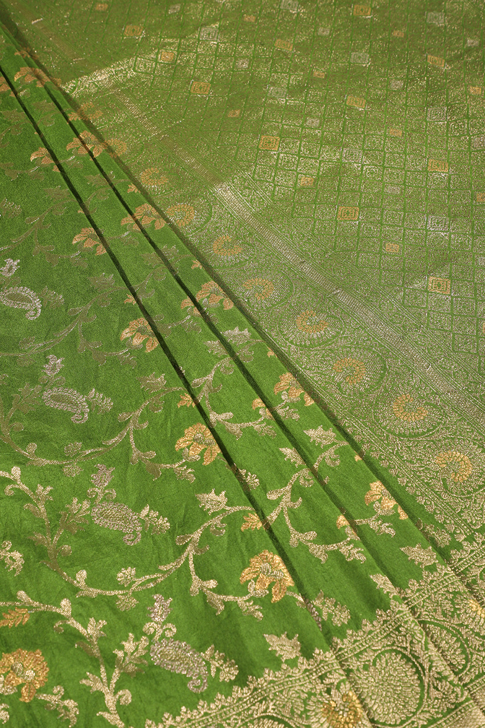 Green Colour Zari Woven South Silk Saree