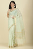 Pista Green Kota Cotton Floral Resham Woven Saree
