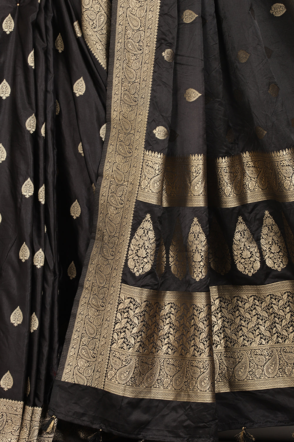 Black Color South Silk Zari Woven Saree