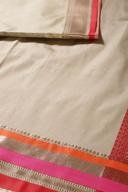 Fawn Color Zari Woven Art Silk Saree