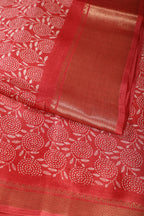 Red Printed & Woven Cotton Silk Saree