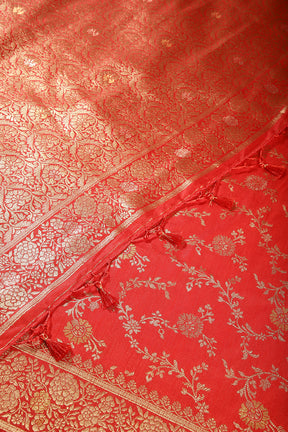Red Color Raw Silk Zari Woven Saree