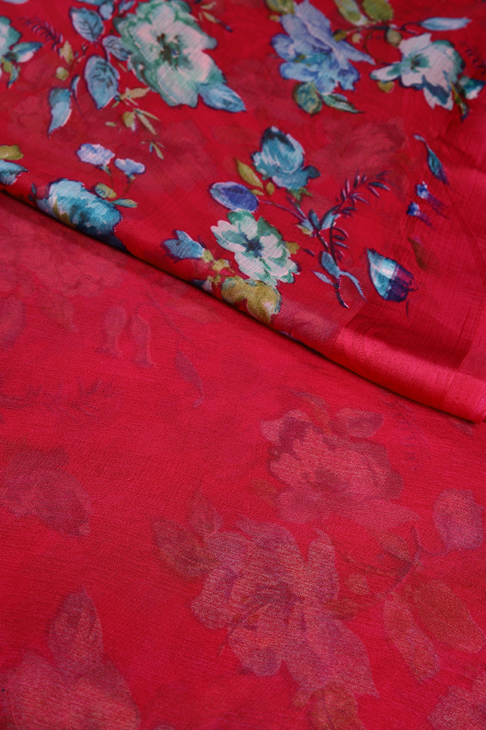 Magenta Pink Color Floral Printed Chiffon Saree