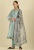 Mint Green Cotton Floral Printed And Neck-EmborideredUnstitched Suit Material