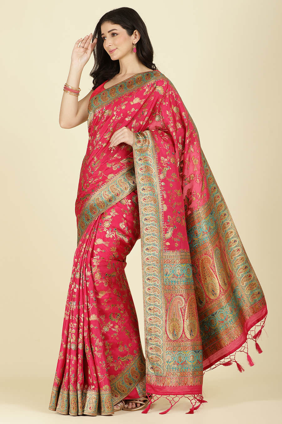 Rani Silk Madhubani Woven Saree