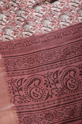 Dark Mauve Colour Cotton Silk Abstract Printed Saree