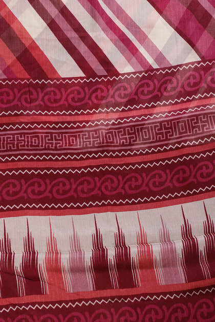 Wine Color Chiffon Printed Saree