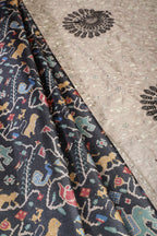 Bottle Green Tussar Silk Printed Saree