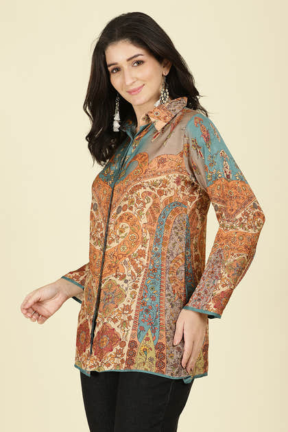 Multi-Color Muslin Printed Tunic Top