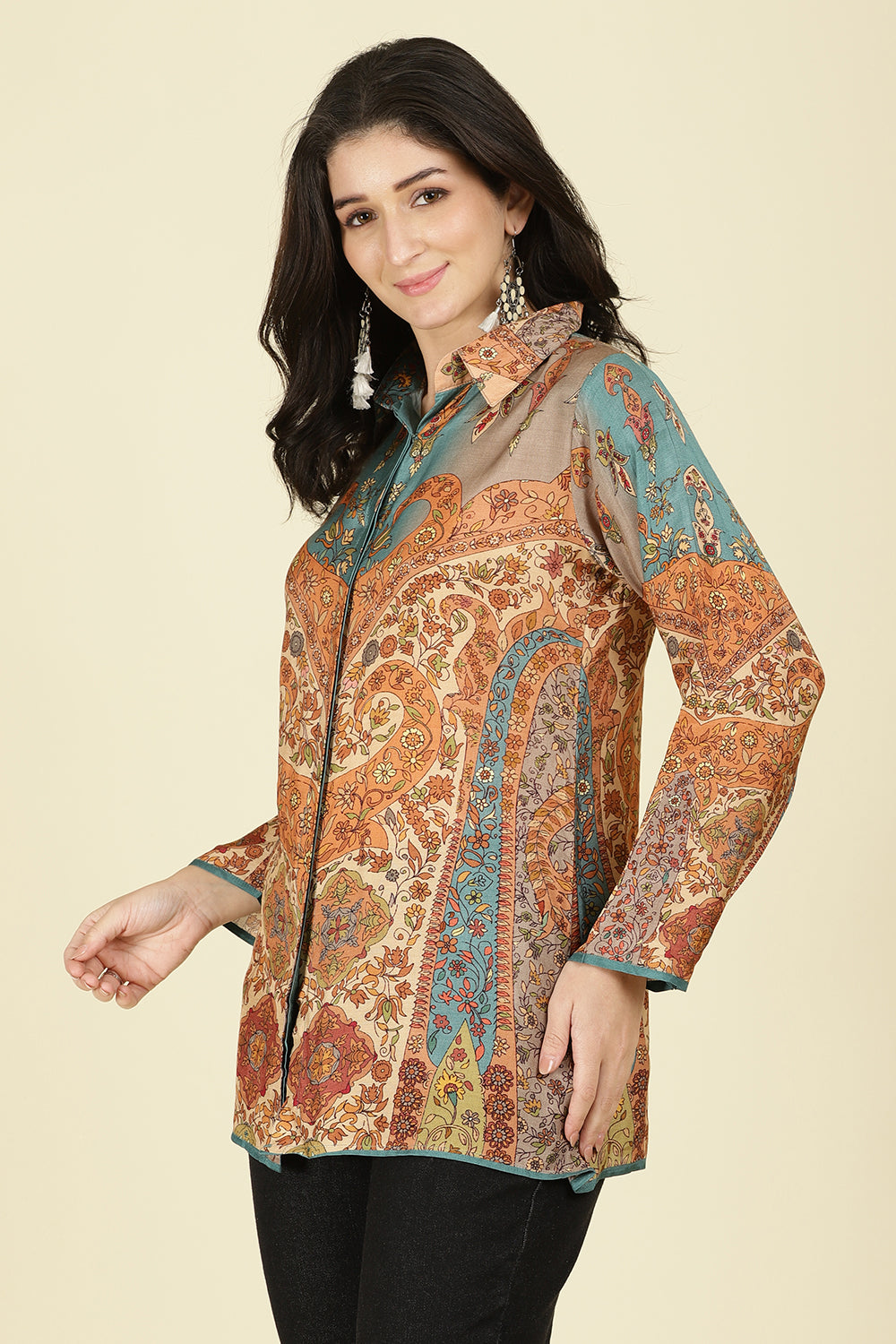 Multi-Color Muslin Printed Tunic Top