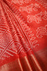 Red Color Block Printed Cotton Silk Saree