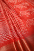 Red Color Block Printed Cotton Silk Saree
