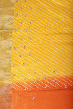 Yellow & Orange Jaipuri Silk Leheriya Printed And Embroidered Saree