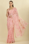 Pink Cotton Floral Resham Embroidered Saree