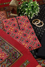 Maroon Printed Ikkat Cotton Unstitched Suit Material