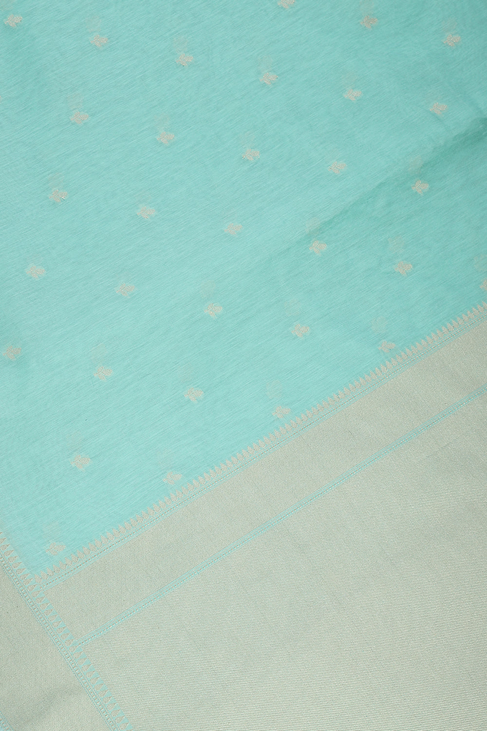Turquoise Color Cotton Woven Saree