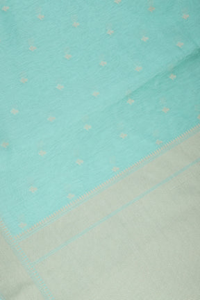 Turquoise Color Cotton Woven Saree