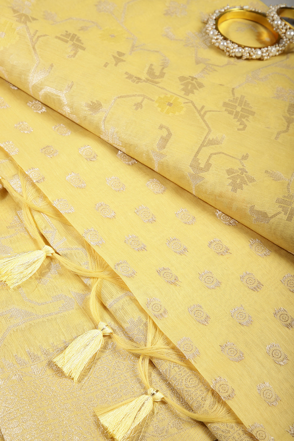 Yellow Color Kota Woven Silk Saree