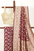 Wine Color Pure Khaddi Georgette Banarasi Saree