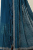 Nile Blue Georgette Resham Floral Jal Woven And Swarovski Work Saree