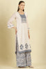 Cream & Blue Cotton Printed Unstitched Suit Material