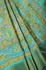 Grey & Teal Color Floral Printed Tussar Silk Saree