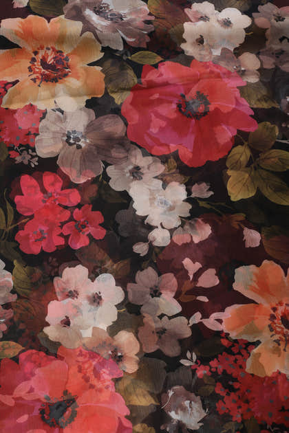 Black Colour Floral Printed Chiffon Saree