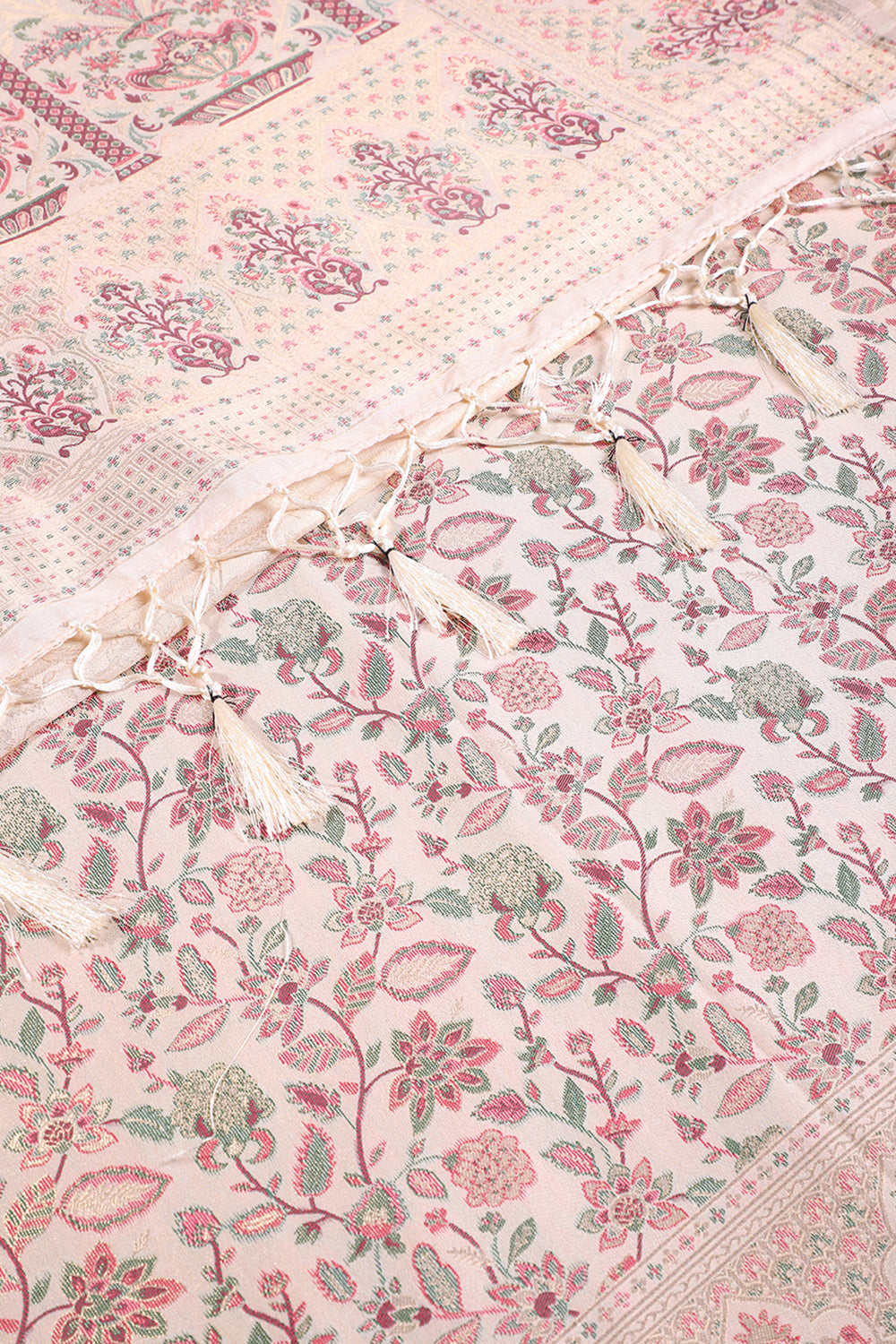 Cream Color Soft Silk Jamdani Weaving Saree