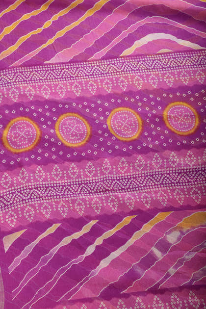 Purple & Yellow Color Chiffon Printed Saree