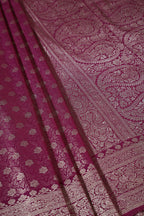 Wine Floral Zaal Woven Soft Silk Saree