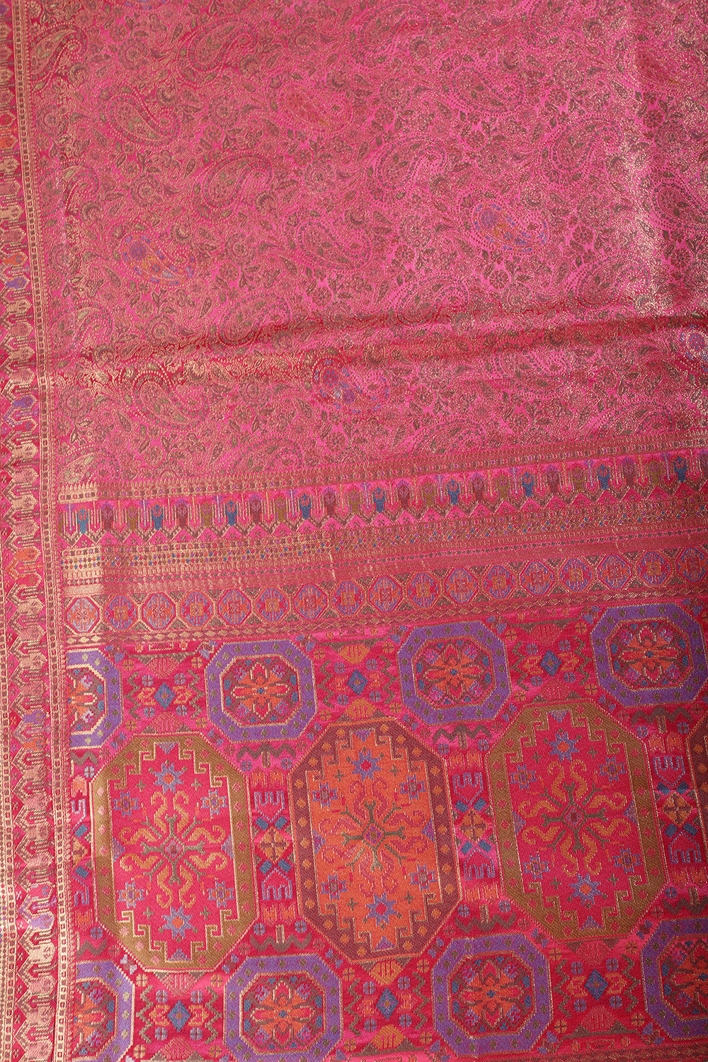 Rani Baluchari Silk Meenakari Woven Saree
